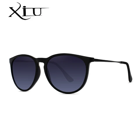 Солнцезащитные очки XIU поляризационные для мужчин и женщин, классические винтажные брендовые дизайнерские солнечные очки в круглой металлической оправе, с черными линзами, в стиле ретро, для вождения