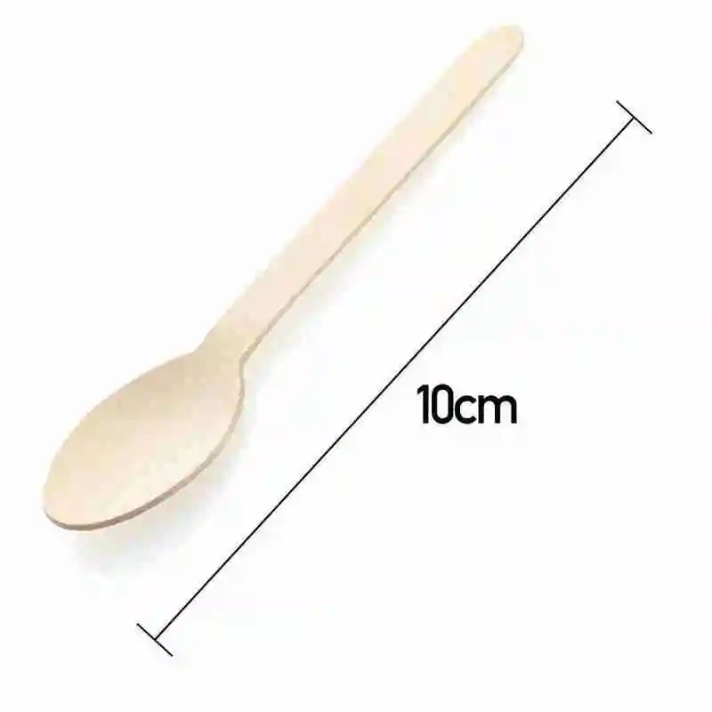 

100pcs Disposable Wooden Spoon Tableware Western Dessert Spoon Length 10cm Non-toxic And Environmentally Friendly