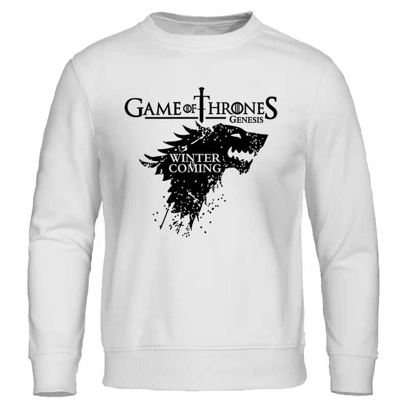 white 1 Лидер продаж, мужские толстовки с принтом Игры престолов, хлопковые мужские толстовки Старк, зимние топы, повседневные пуловеры, осенний спортивный костюм - Цвет: white 1