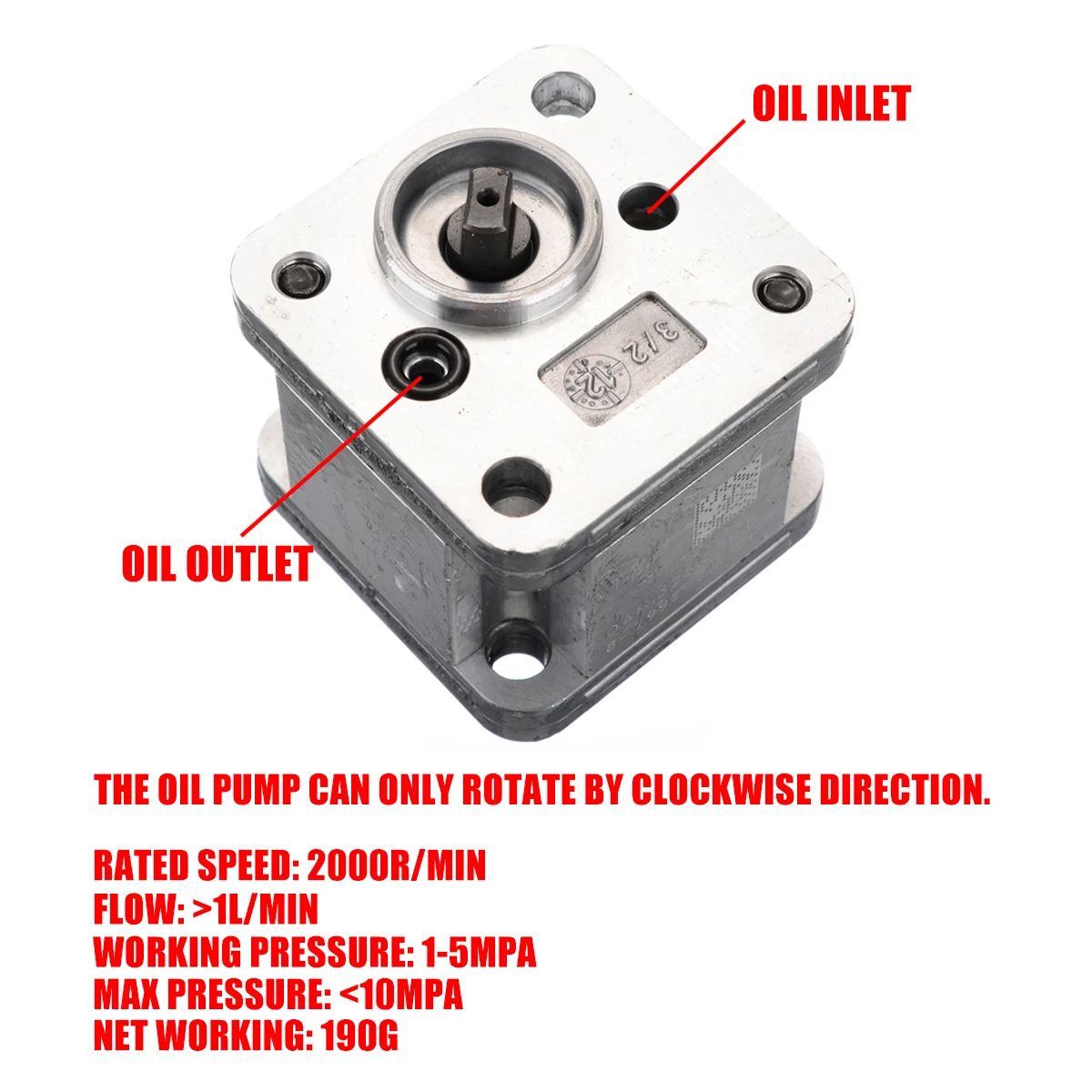 

New Hydraulic Gear Pump Metal Gear Pump Hydraulic Model Excavating Machinery For Home DIY Tools Durable