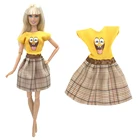 NK 1 шт. новейшее Кукольное желтое платье в клетку красивый повседневный наряд для Барби аксессуары Кукольное модное платье лучший подарок для девочки DZ