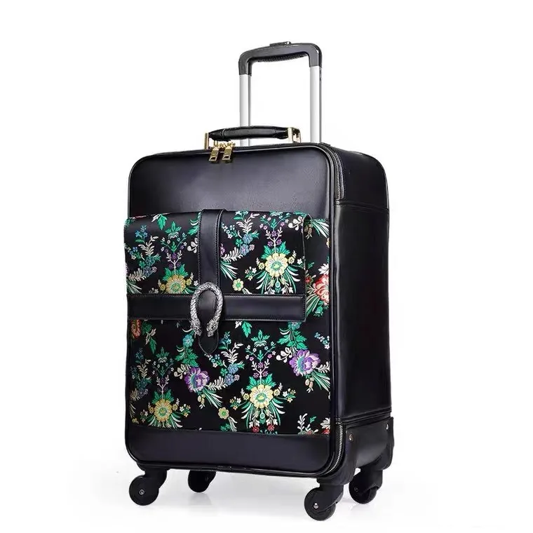 

Chinese style embroidery 16/18/20/24 inch size Rolling Luggage Spinner brand Travel Suitcase