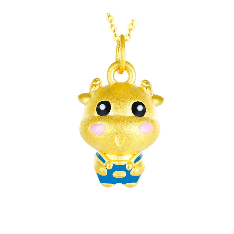 

New Arrival 24K Yellow Gold Pendant Women 999 Gold Cattle Necklace Pendant