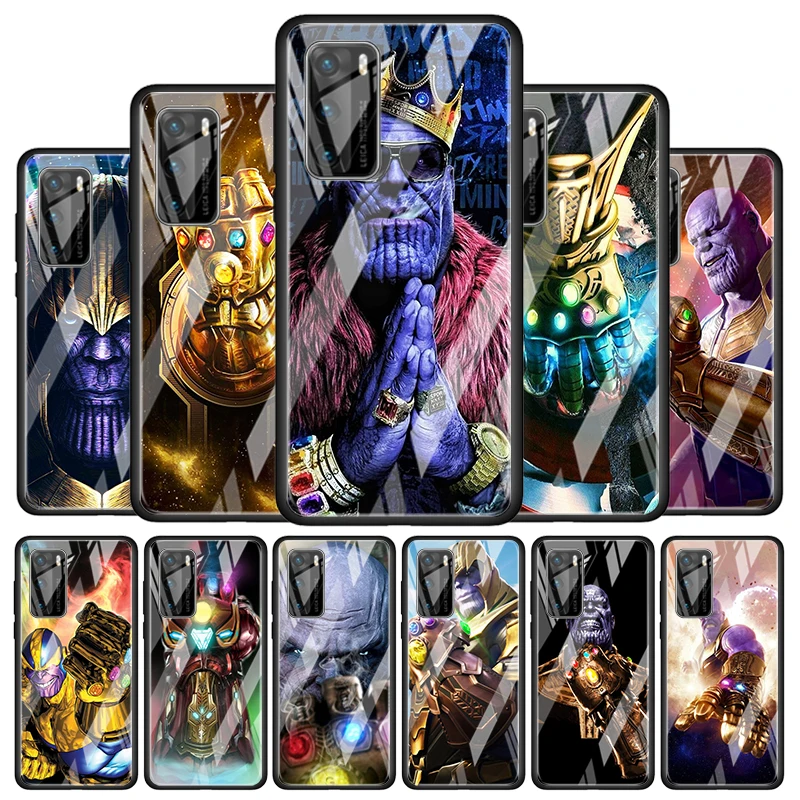 

Thanos marvel hero for Huawei P40 P30 Pro Plus P20 P10 Lite P Smart Z 2021 2020 2019 Luxury Tempered Glass Phone Case