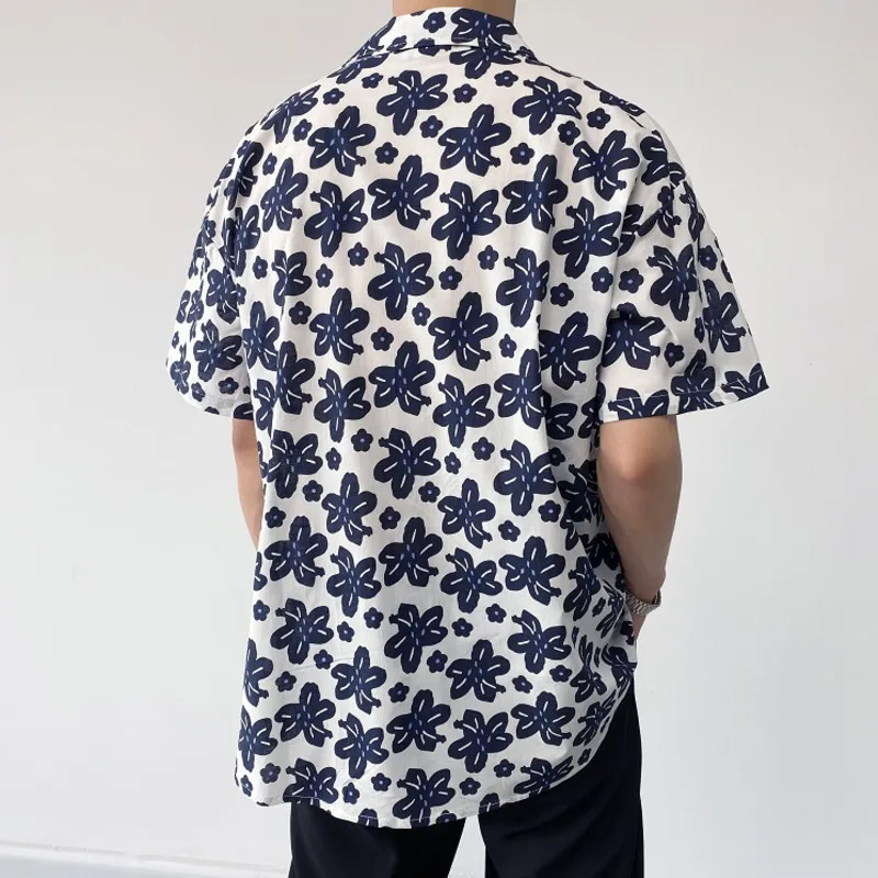 

IEFB 2021 New Double Breasted Design Trend Short Sleeve Shirts For Men Summer Fashion Notched Collar Shirts Summer Tops 9Y7738