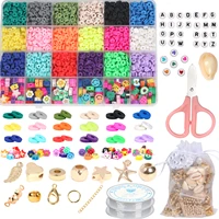 36004800pcs flat round polymer clay beads kit smiley faces set christmas gifts spacer for diy jewelry making bracelets necklace