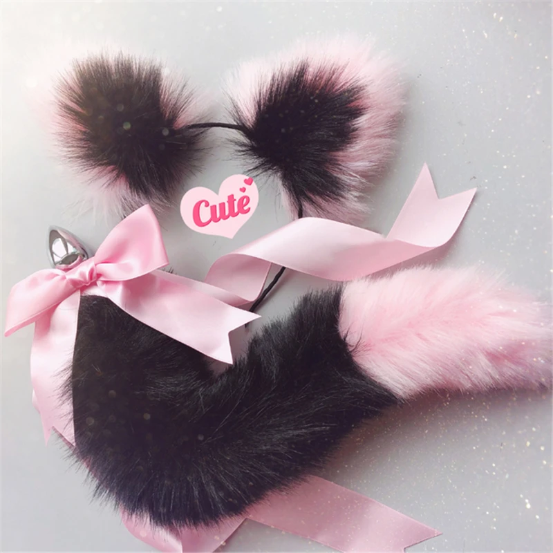 New Neko Cat ears Headbands with Fox Tail Bow Metal Butt Anal Plug Erotic Cosplay Accessories Adult Sex Toys for Couples | Красота и