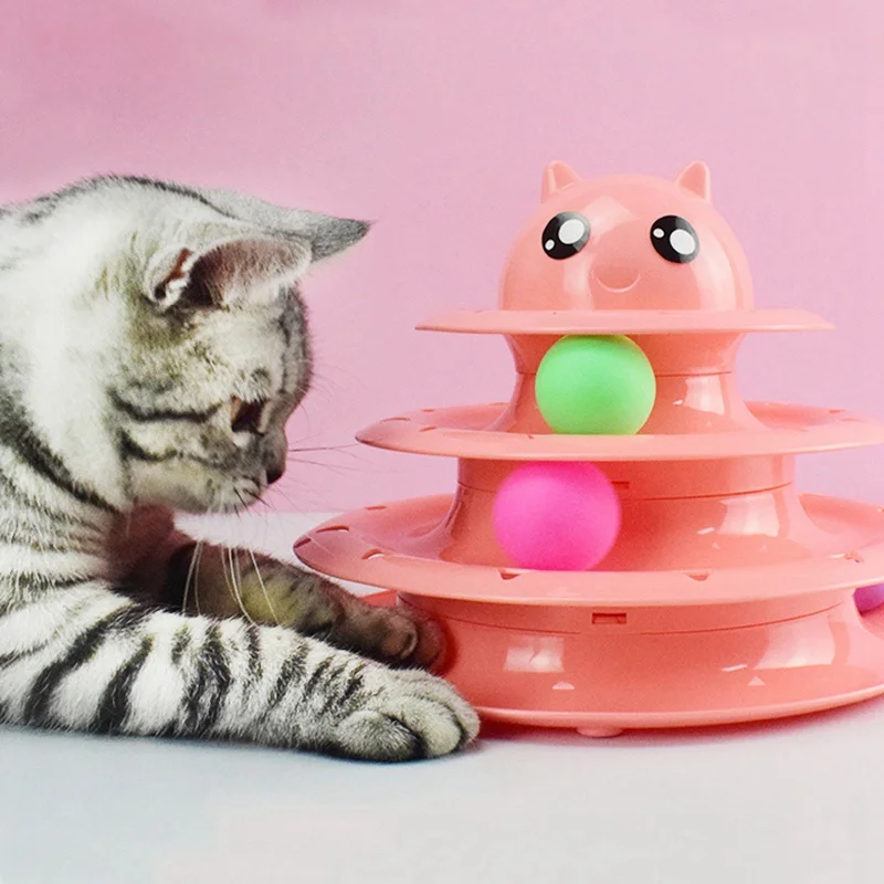 Забавная игрушка для кошек 3 уровня башня треки диск интеллектуальное