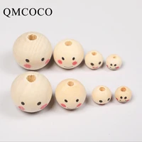 qmcoco smiley wooden beads diy wooden crafts jewelry tools custom hemu loose beads home decorations baby toys accessories