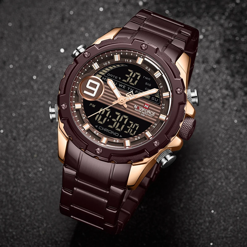 Часы наручные NAVIFORCE Мужские кварцевые роскошные Брендовые спортивные модные