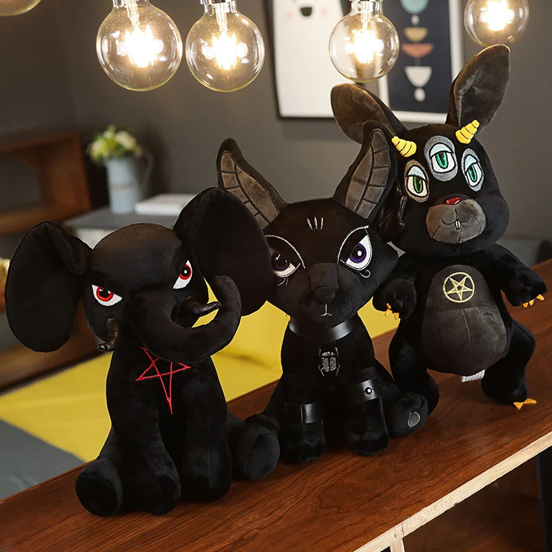 

New 35cm KILLSTAR Devil Doll Stuffed Plush Rabbit Black Pentacle Elephant Hydra Anubis Toys Black Doll for Kids Baby Boys