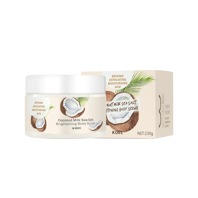 

Coconut Milk Essential Oil Body Face Scrub Exfoliating Blackheads Sea Salt Natural Body For Face Body Care Whitening Cream 230g