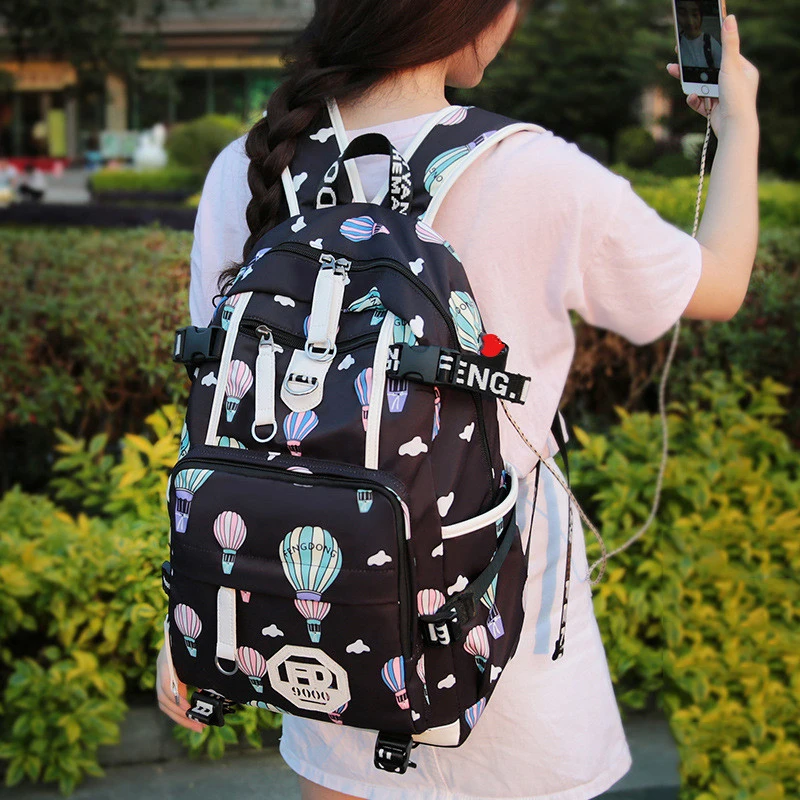 Школьные ранцы для девочек с Usb рюкзак подростков женские сумки книг черные