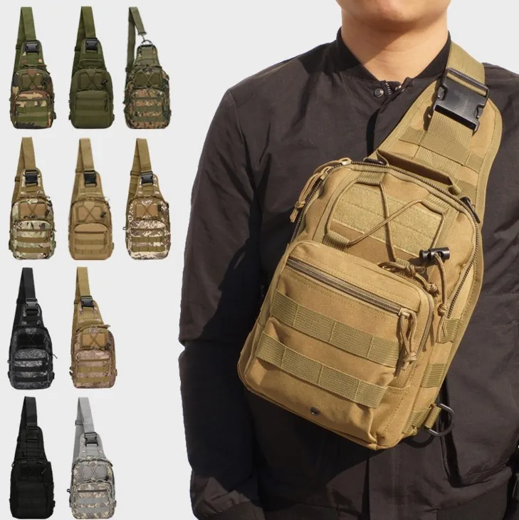 

Canvas riding bag tactical bag Camouflage outdoor sports small chest bag One-shoulder diagonal outdoor tactical bag chest bag