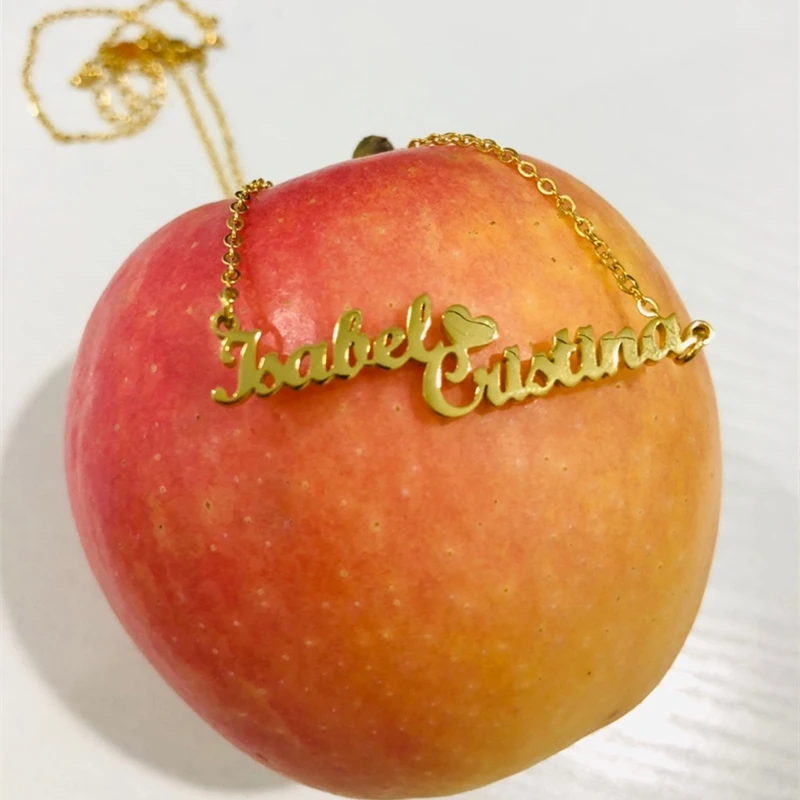 Персонализированные шахматные двойное имя ожерелье из нержавеющей стали с двумя