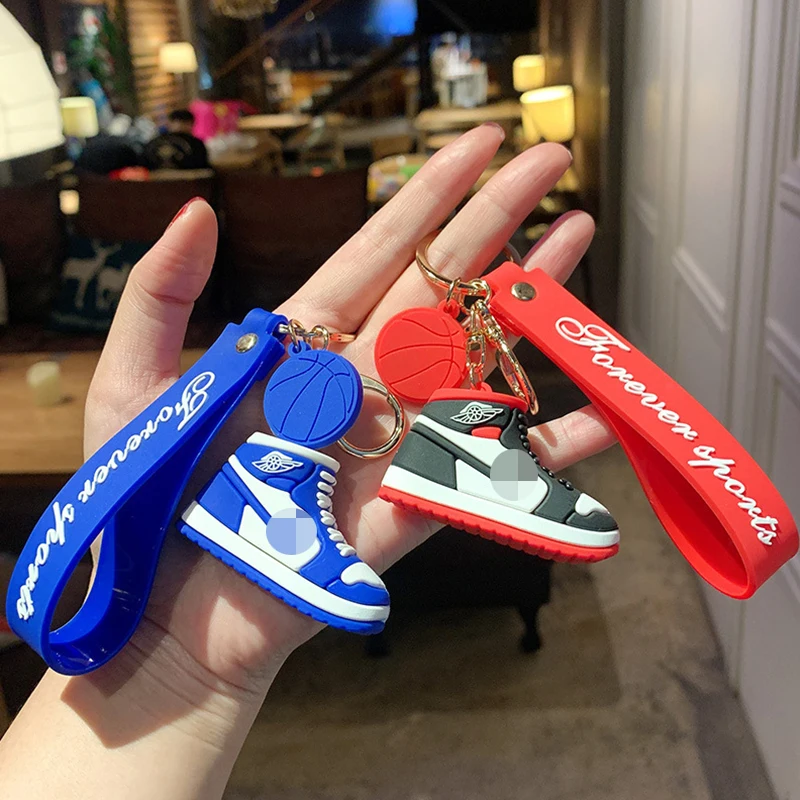 

3D Basketball Shoes Keychains For Man Woman Couples Soft Rubber Car Key Ring Chain Bag Backpack Small Pendant Gift Accessories