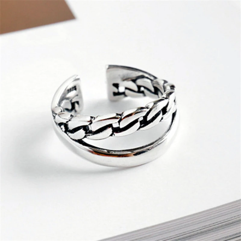 Женский комплект из кольца и серёг Винтажное кольцо с перекрестной цепочкой на