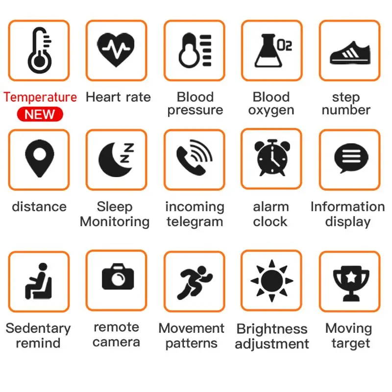 

Bluetooth Body Temperature Monitoring Waterproof Watch Exercise Heart Rate Smart Bracelet Fitness Wristband Swimming