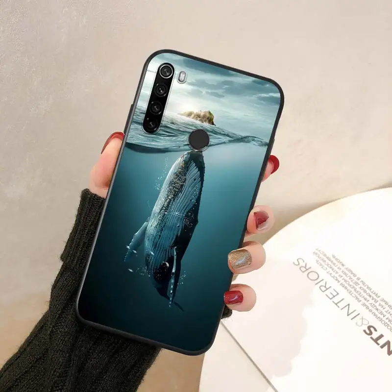 

Bright Black Cover Whale sea animal For Xiaomi Redmi Note 9 9S Max 8T 8 7 6 5 Pro 5A 4X 4 Silicone Soft Phone Case