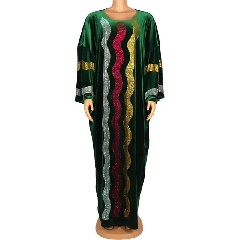 

African Dresses For Women 2020 Velvet Dress African Clothes Muslim Long Maxi Dress Africa High Quality Plus Size Clothing Ladies