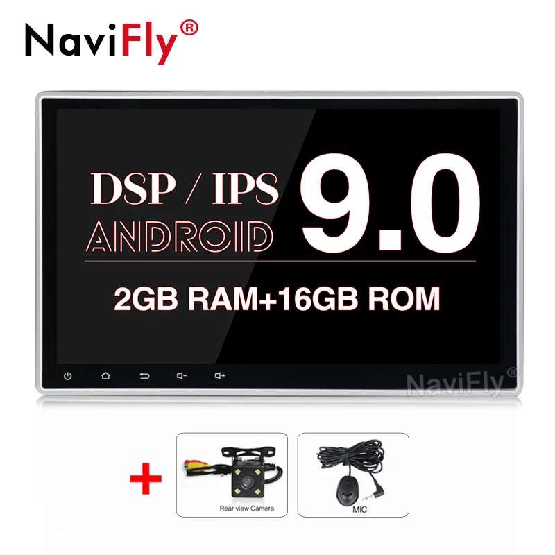 2GB-16GB-Cam NaviFly 10,1 дюймов ips экран DSP универсальный 1 din автомагнитола Android 9 универсальный автомобильный gps навигация стерео плеер - Цвет: 2GB-16GB-Cam