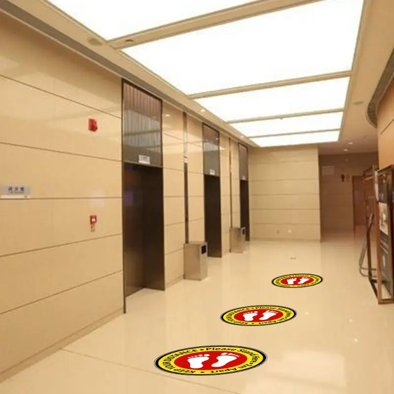 

5PCS Social Distancing Shop Floor Stickers Anti Slip Stay Safe Sign Pasters