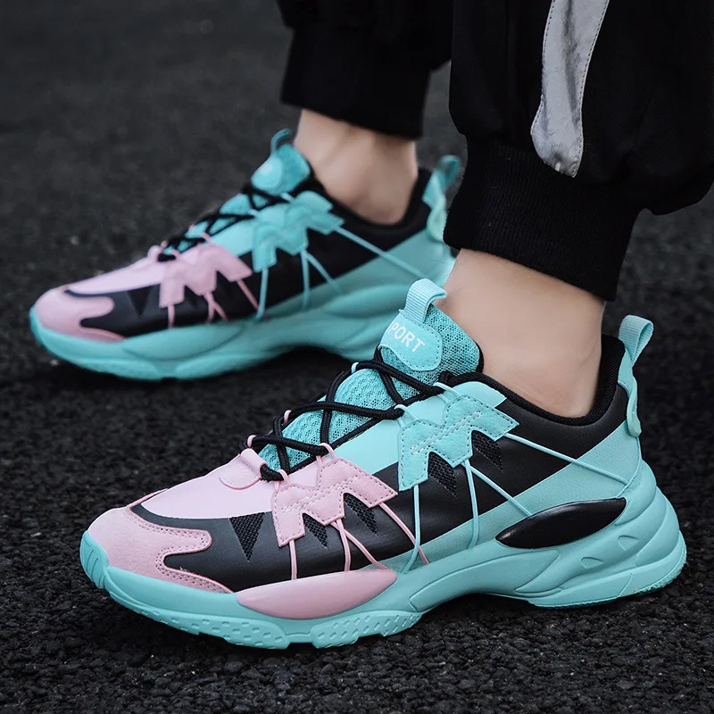 

Ins Men's Fashion Designer Shoes Thick Bottom Increased Sneakers Casual Shoes Patchwork Mesh Chunky Sneakers Sapato Masculino