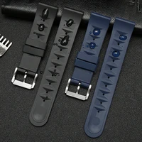 soft silicone sport watch strap 20mm 22mm rubber diving waterproof band for seiko men blue black replacement watchband e