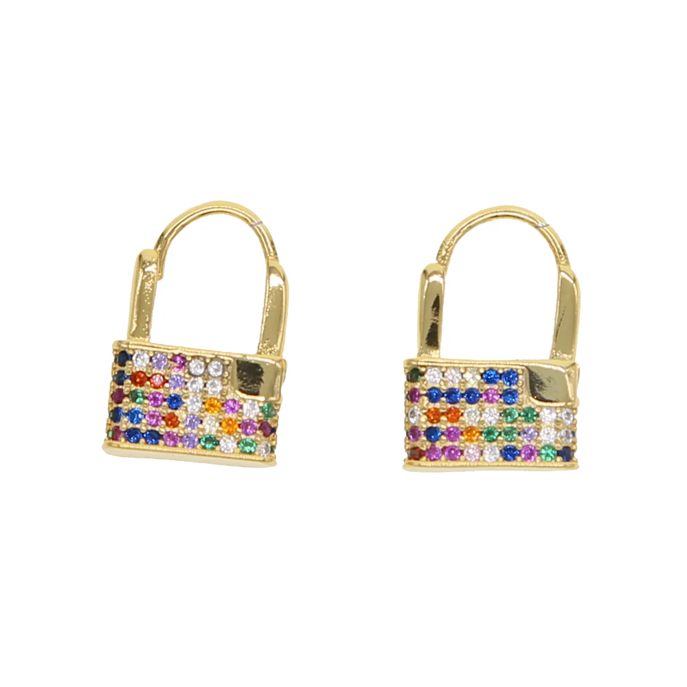 color cz Серьги с замком, геометрические, уличные, металлические серьги с замком, безупречные ювелирные изделия, аксессуары Bijoux Fantasy Oorbellen - Окраска металла: color cz