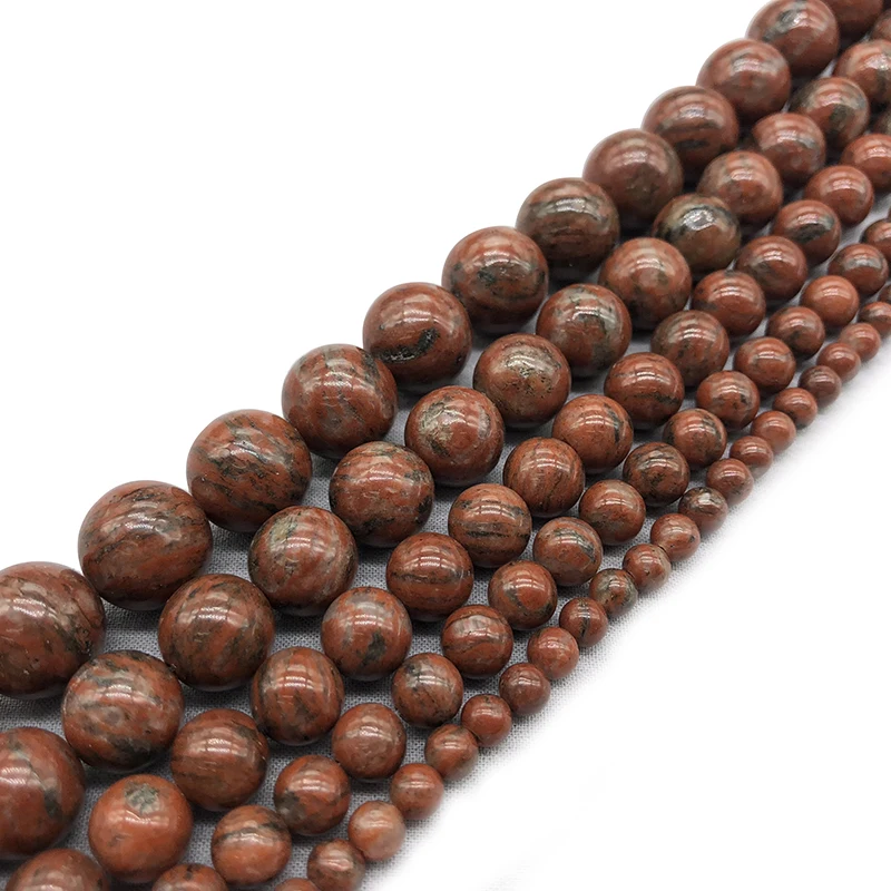 

Natural Sesame Red Jaspers Stone Round Loose Spacer Beads 15" Strand 4 6 8 10 12MM Pick Size For Jewelry Making DIY Bracelet