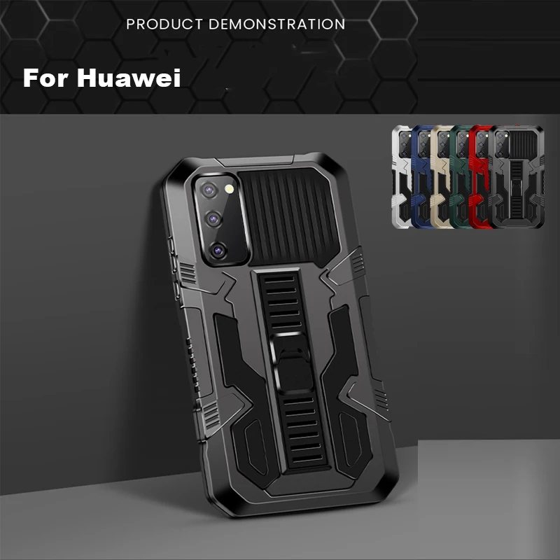 

New Heavy Duty Bracket Case For Huawei Honor 20 8A P40 PRO lite nova 6se 5T Y9 PRIME Y6 Y7 2019 Shockproof Armor Kickstand Case