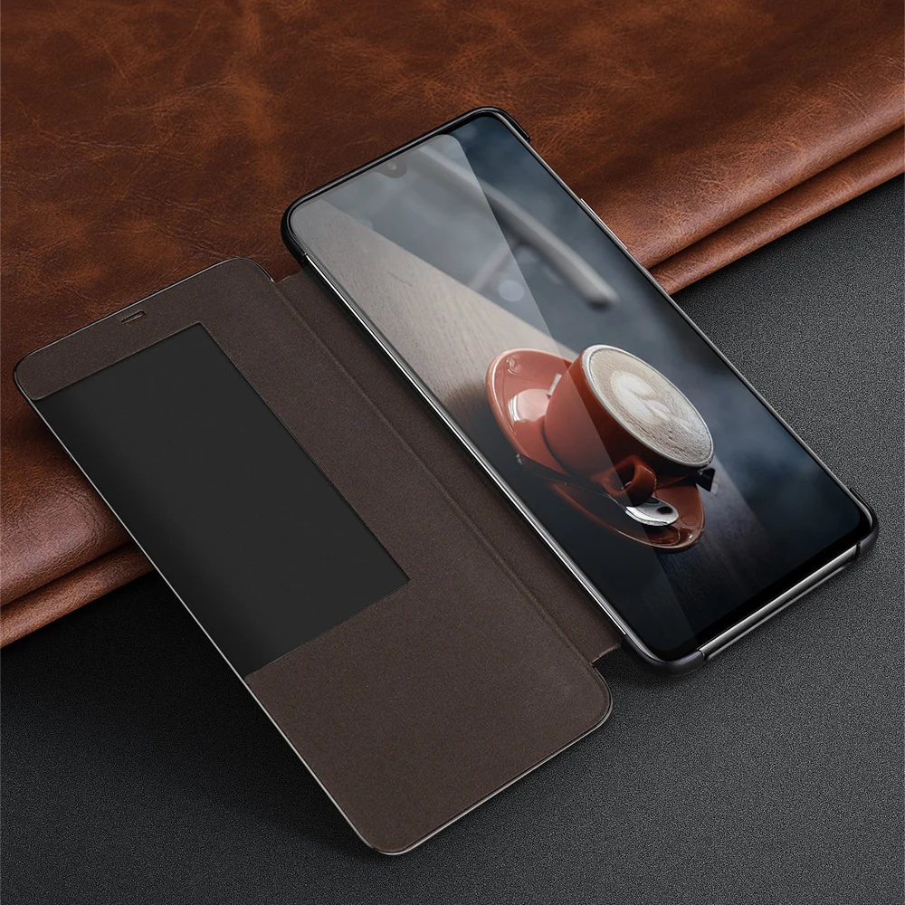KAIBASSCE Luxury Business Leather lychee Pattern Smart sleep wake Case For Huawei Mate 20Pro Mate 20RS Mate 20X/5G Case Cover