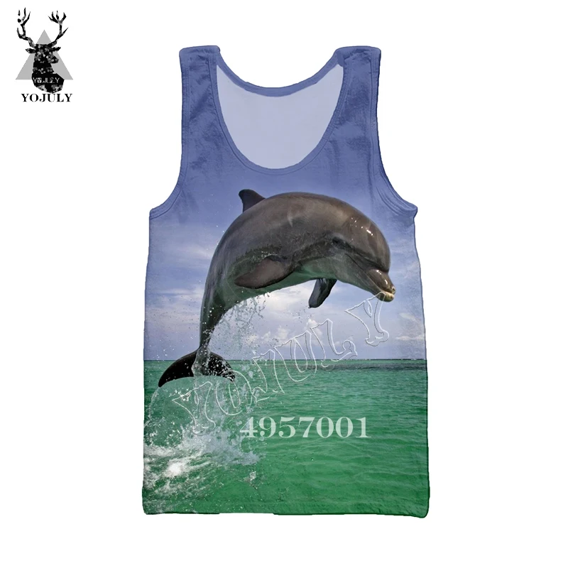 YOJULY Dolphin 3D принт Harajuku майка для мужчин Модный повседневный жилет Летний морской плавание унисекс уличная одежда рубашки без рукавов Ve31 - Цвет: 16