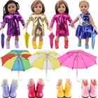Аксессуары для куклы набор плащей = плащ + зонтик + туфли одной и той же Цвет для 18 дюймов американская кукла девочка и 43 см для ухода за ребенком для мам, новинка, носки для новорожденных
