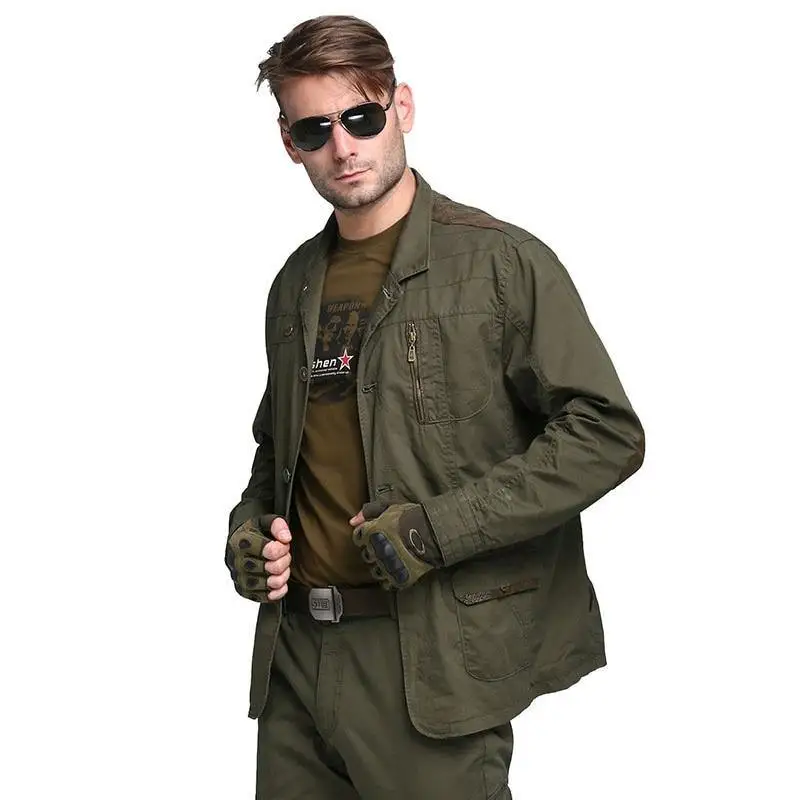 

Military Men's Blazers Fashion Army Green 100% Cotton Outwear Plus Size Casual Blazers For Men Coat