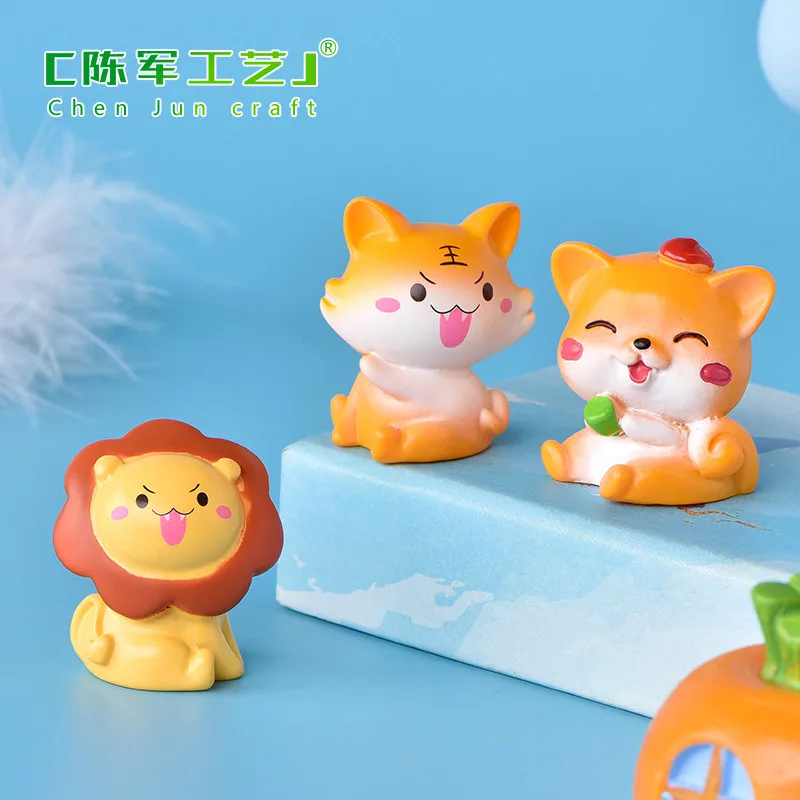 

Милый кролик, Лев, тигр, фигурки животных, домик, сказочное украшение для сада, домашнее миниатюрное украшение, микро ландшафтное украшение, ...