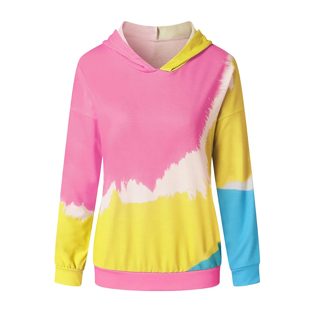 Худи Women Plus Size Tie-dye Printed Gradient Pullover Long Sleeve Sweatshirt Top Толстовка Hoodie Для Женщин Sweetshirts