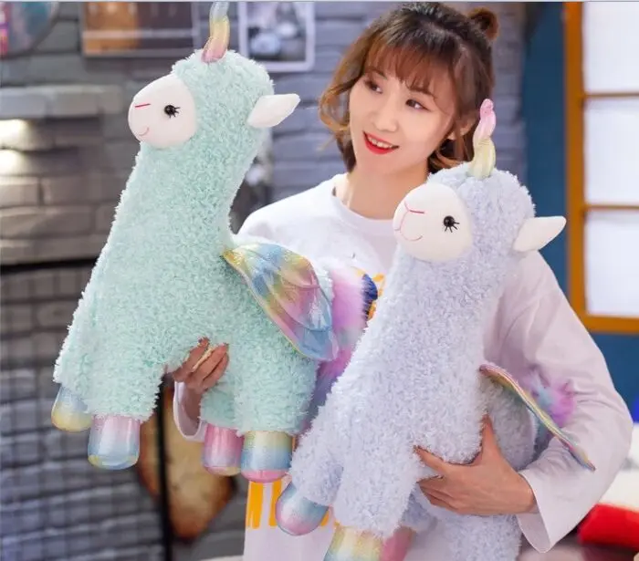 

creaive design cartoon alpaca plush toy angel wings sheep soft doll throw pillow Christmas gift b1528