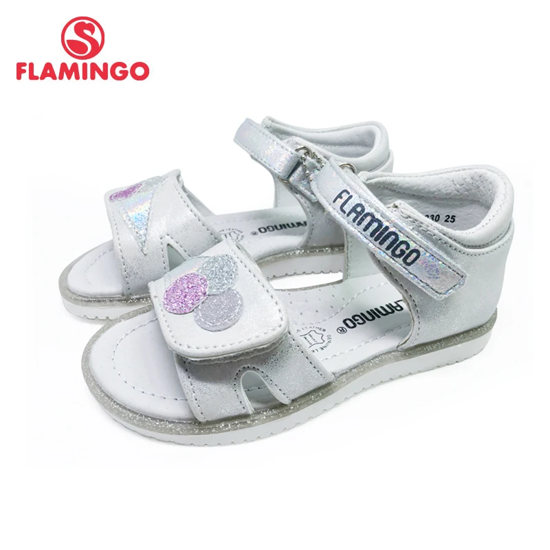 

FLAMINGO Summer kids Sandals Hook& Loop Flat Arched Design Chlid Casual Princess Shoes Size 25-30 For Girls 201S-RF-1830/1831
