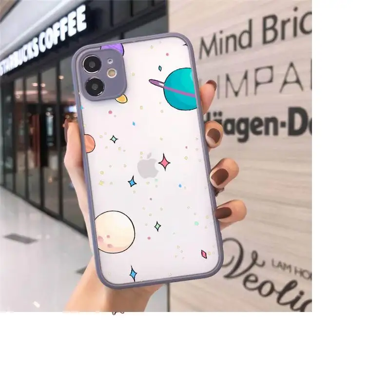 

Space planet moon alien luxury Phone Cases shell matte transparent For iphone 7 8 11 12 plus mini x xs xr pro max cover