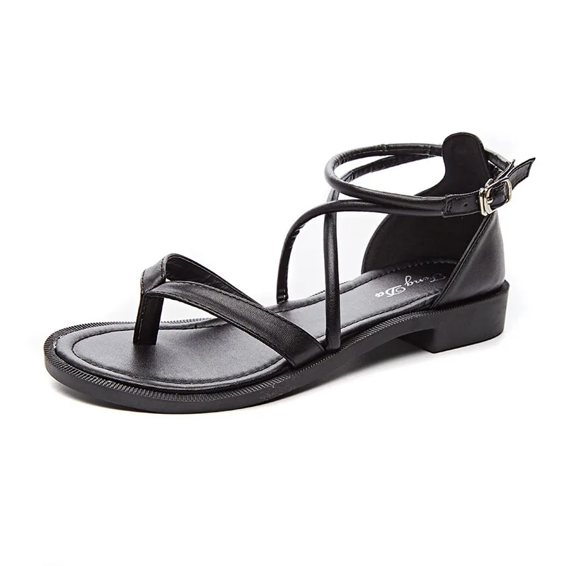 

ROMAN SANDALS spring 2019 fashion versatile sandals women's summer cross strap clip toe casual flat sandals