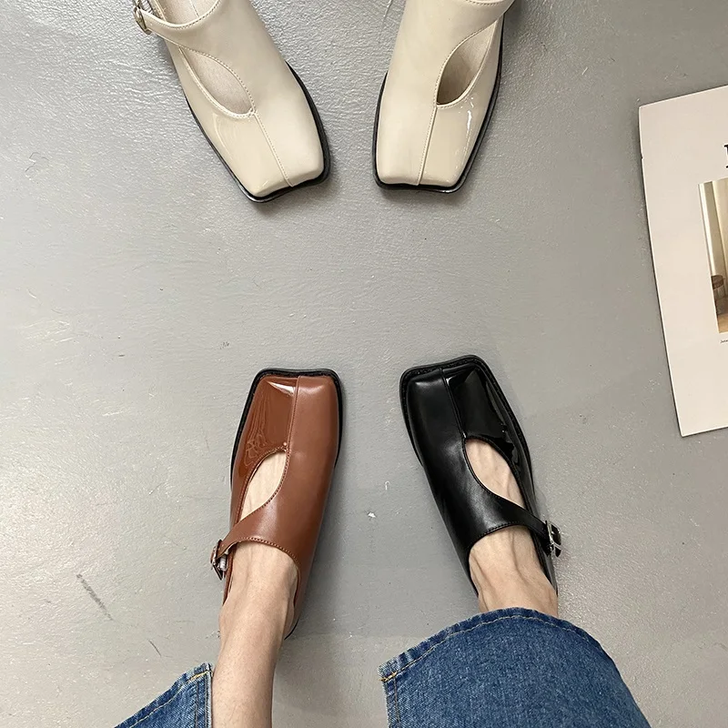 

ALLBITEFO Heel 2.5CM Fashion Comfortable Square Toe Street Women Heels Shoes Girls Female Low Heel Shoes Talons Hauts Femme