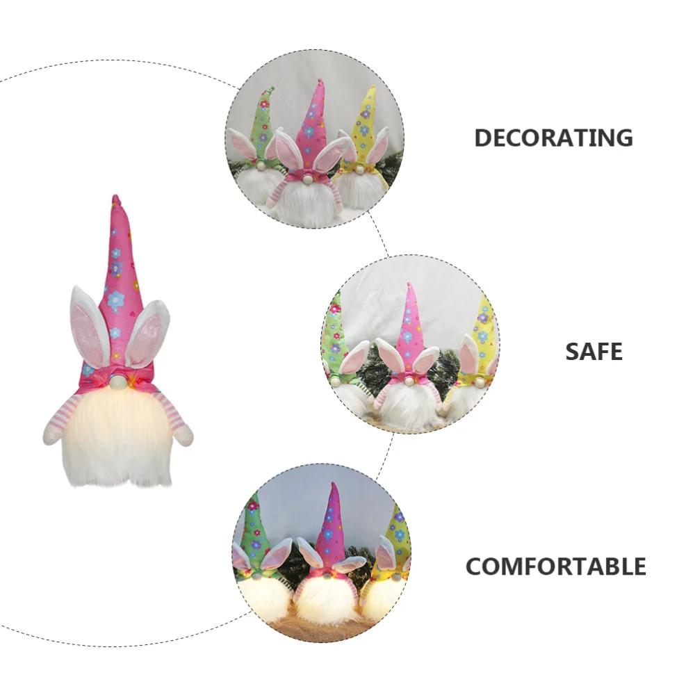 

1pc Easter Rabbit Doll Leg Doll Luminous Ornament (Random Color, Battery)