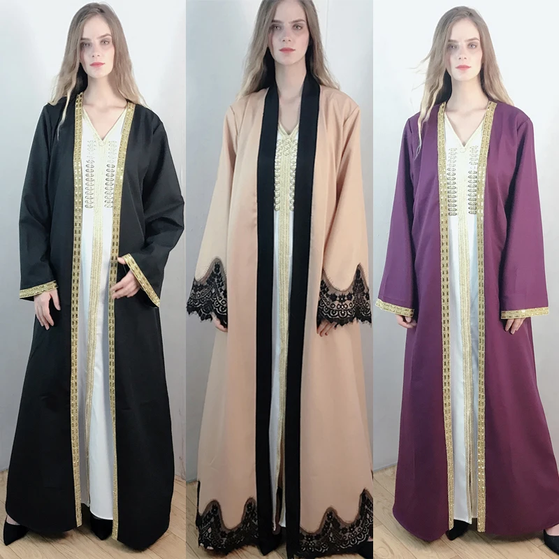 Открытое кимоно Абая, кардиган, мусульманское платье-хиджаб, Абая для женщин, женский халат, кафтан, Дубайский кафтан, Оман, Катар, Исламская ...