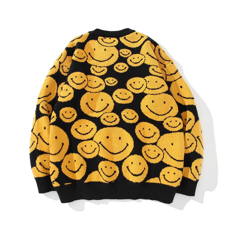 

BOLUBAO Men's Oversize Sweaters 2021 Autumn Winter Tops Smile Cartoon Clothing Hip Hop Streetwear Pullover Harajuku Sweater Men