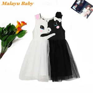 Элегантное платье для девочки; Летнее светильник платья 2021 с рисунком из мультфильма из чистой ткани ажурного переплетения; Платье принцессы без рукавов От 2 до 6 лет милая детская одежда для девочек