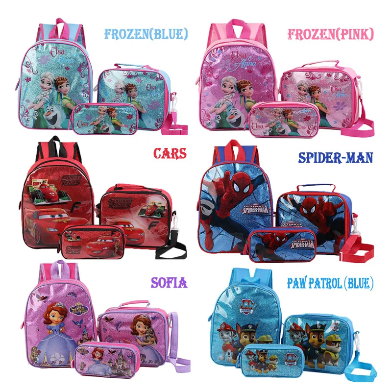 Детская школьная сумка Disney «Человек-паук», мультяшный портфель для начальной школы, детский школьный Комплект из трех предметов с замороже...