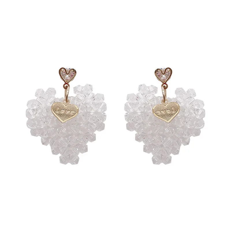 Новые корейские Многослойные серьги подвески в форме сердца с белыми
