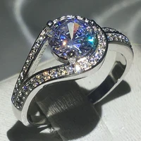 luxury wedding matching european american fashion exquisite micro inlaid simulation diamonds ladies hand jewelry ring wholesale