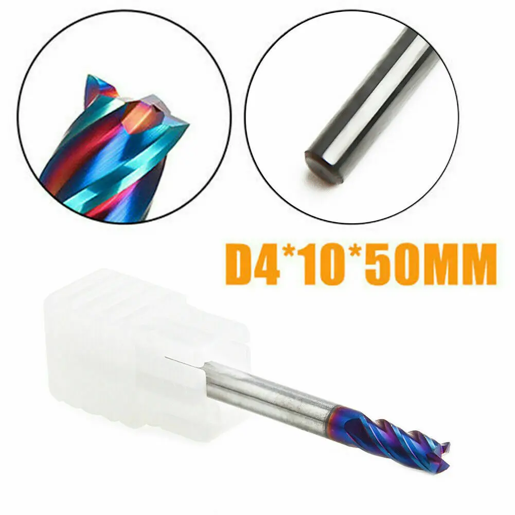 

HRC65 4mm Tungsten Carbide End Mill 4-Flutes Milling Cutter CNC Tool D4x10x50mm